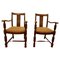 Arts & Crafts Golden Oak Carver Chairs, 1920s, Set of 2 1