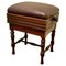 Victorian Leather Rising Piano Stool, 1890s 1