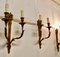 Large French Neoclassical Brass Twin Wall Lights, 1920, Set of 3 5