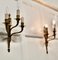 French Neoclassical Brass Triple Wall Lights, 1920, Set of 2 4