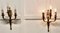 French Neoclassical Brass Triple Wall Lights, 1920, Set of 2 2