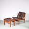 Hunting Chair + Ottoman by Torbjorn Afdal for Bruksbo, Norway, 1960s, Set of 2 1