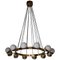 Large Brass and Murano Glass Chandelier, 2000s, Image 1