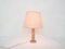 Lampada da tavolo in pelle beige e ottone attribuita a Jaques Adnet, Francia, anni '60, Immagine 4