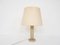 Beige Leather and Brass Table Lamp attributed to Jaques Adnet, France, 1960s 1