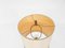 Lampada da tavolo in pelle beige e ottone attribuita a Jaques Adnet, Francia, anni '60, Immagine 3