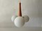 Opaline Glass and Wood Body Atomic Ceiling Lamp, Germany, 1970s 10