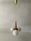 Opaline Glass and Wood Body Atomic Ceiling Lamp, Germany, 1970s 4
