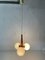 Lampada da soffitto Atomic in vetro opalino e legno, Germania, anni '70, Immagine 5