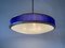 Blue and White Glass UFO Ceiling Lamp by Gunther Lambert, Germany, 1970s 9