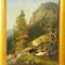 Summer Mountain Landscape with Hiker on Trail, 19th Century, Oil on Canvas, Framed 4