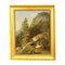 Paesaggio montano estivo con escursionista su sentiero, XIX secolo, Olio su tela, Incorniciato, Immagine 2