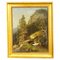 Summer Mountain Landscape with Hiker on Trail, 19th Century, Oil on Canvas, Framed 1