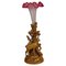 Finely Carved Wood Chamois with Glass Vase from Brienz, 1900 1