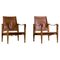 Safari Chairs in Ash and Leather by Kaare Klint, 1950s, Set of 2 1