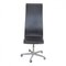 Tall Oxford Office Chair in Original Brown Leather by Arne Jacobsen 1