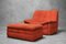 Orange Sofa with Armchair and Puff, Set of 3 17