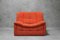 Orange Sofa with Armchair and Puff, Set of 3, Image 10