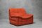 Orange Sofa mit Sessel und Puff, 3er Set 11