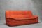 Orange Sofa with Armchair and Puff, Set of 3 3