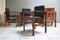 Vintage Stühle aus Nussholz & Schwarzem Leder von Bernini, 4 . Set 2
