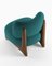 Modern Tobo Armchair in Fabric Boucle Ocean Blue and Smoked Oak by Collector Studio 2