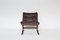 Chaise Siesta Vintage en Cuir Marron Foncé par Ingmar Relling pour Westnofa, 1960s 2