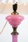 Tischlampe aus rosa Opalglas mit Messingfuß, 1880 2