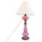 Tischlampe aus rosa Opalglas mit Messingfuß, 1880 1