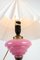 Lampada da tavolo in vetro opalino rosa con base in ottone, 1880, Immagine 6