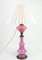 Lámpara de mesa de vidrio opalino rosa con base de latón, 1880, Imagen 5