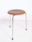 Stool with Three Legs in Chrome-Plated Metal with Teak Veneer Seat by Arne Jacobsen for Fritz Hansen, 1960s, Set of 4 8