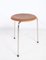 Stool with Three Legs in Chrome-Plated Metal with Teak Veneer Seat by Arne Jacobsen for Fritz Hansen, 1960s, Set of 4, Image 8