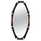 Espejo oval curvado de contrachapado de teca con luz de fondo atribuido a ISA Bergamo, años 60, Imagen 1