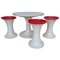 Mid-Century Space Age 3-Tulip Stools and Coffee Table, Germany, 1970s, Set of 4 1