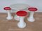Mid-Century Space Age 3-Tulip Stools and Coffee Table, Germany, 1970s, Set of 4 3