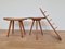 Rattan and Wood Stools with Wall Coat Rack by Jan Kalous for Uluv, 1960s, Set of 3, Image 5