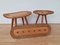 Rattan and Wood Stools with Wall Coat Rack by Jan Kalous for Uluv, 1960s, Set of 3, Image 2