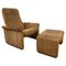 Vintage Leather DS 50 Lounge Chair & Ottoman attributed to de Sede, 1970s, Set of 2, Image 1