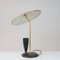 Lámpara de mesa francesa Mid-Century reflectante de latón y negro, años 50, Imagen 5