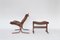 Vintage Cognac Brown Leather Siesta Chair & Ottoman by Ingmar Relling for Westnofa, 1960s, Set of 2, Image 4