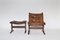 Vintage Cognac Brown Leather Siesta Chair & Ottoman by Ingmar Relling for Westnofa, 1960s, Set of 2, Image 2