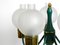 Waldgrüne Stehlampe aus Metall mit Eisglasschirmen von Kaiser, 1960er 13