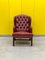 Vintage Buttoned Red Leather Chesterfield Wing Chair, 1980s, Image 1