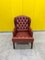 Vintage Buttoned Red Leather Chesterfield Wing Chair, 1980s, Image 4