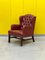 Vintage Buttoned Red Leather Chesterfield Wing Chair, 1980s 2
