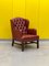 Vintage Buttoned Red Leather Chesterfield Wing Chair, 1980s 5