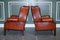 Burgundy Brown Leather Hand Dyed Wingback Chairs, Set of 2 10