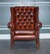 Burgundy Brown Leather Hand Dyed Wingback Chairs, Set of 2 4