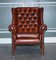 Burgundy Brown Leather Hand Dyed Wingback Chairs, Set of 2, Image 4